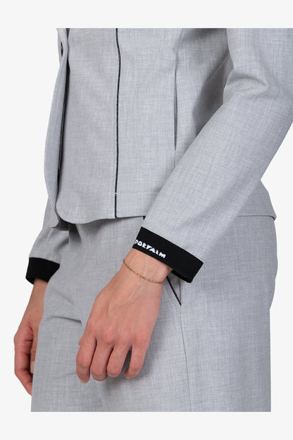 Logo印字袖口翻領西裝外套