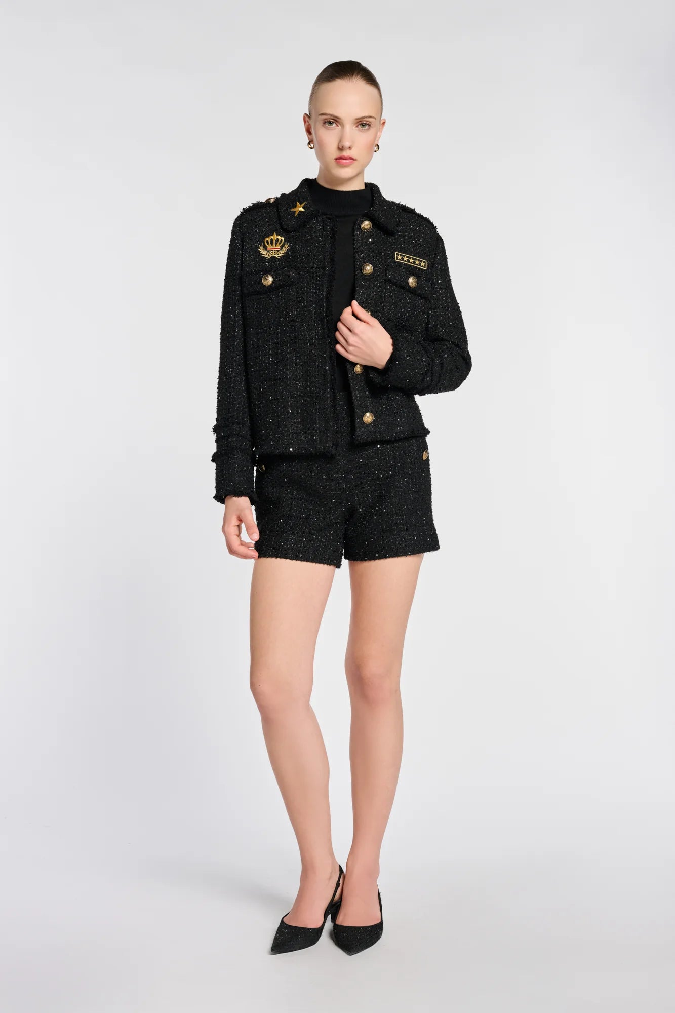 Sequin Tweed Shorts