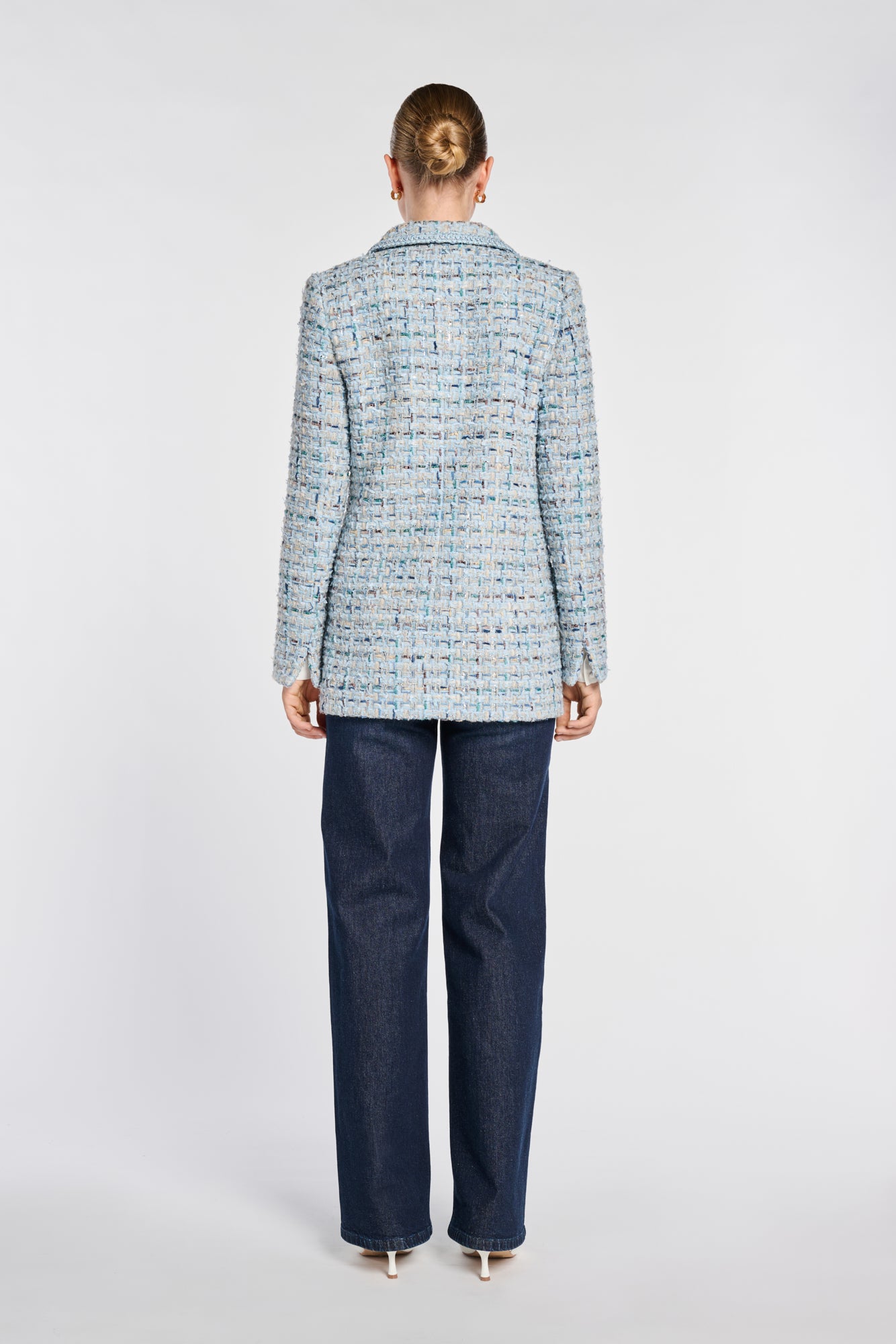 Pastel Tweed Blazer with Braiding