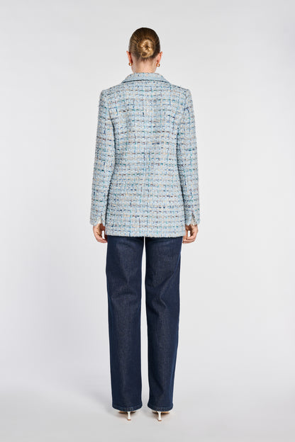 Pastel Tweed Blazer with Braiding