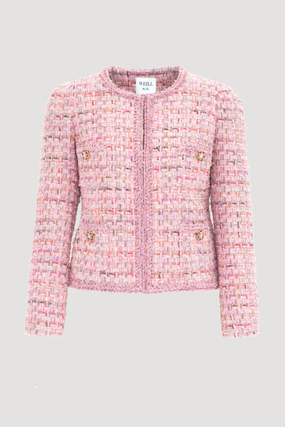 Pastel Tweed Jacket with Braiding