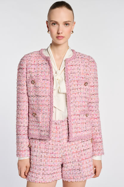 Pastel Tweed Jacket with Braiding