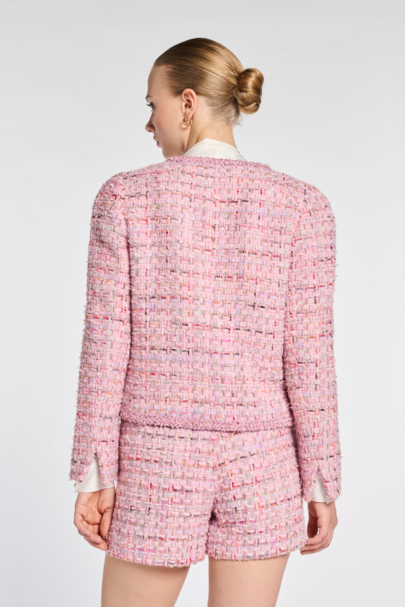 Pastel Tweed Jacket with Braiding