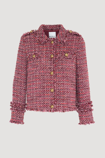 Fringed Tweed Shirt Jacket