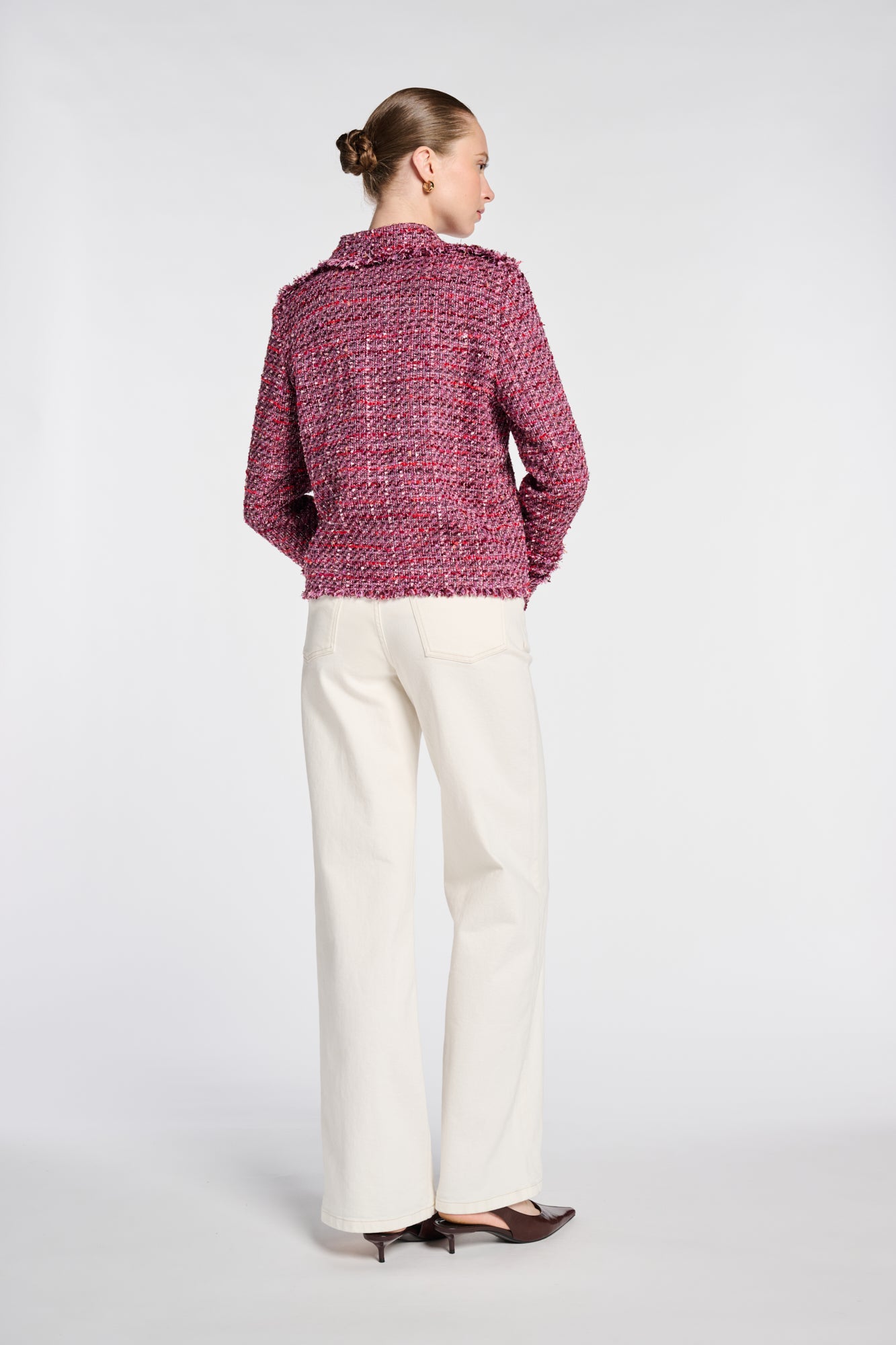 Fringed Tweed Shirt Jacket