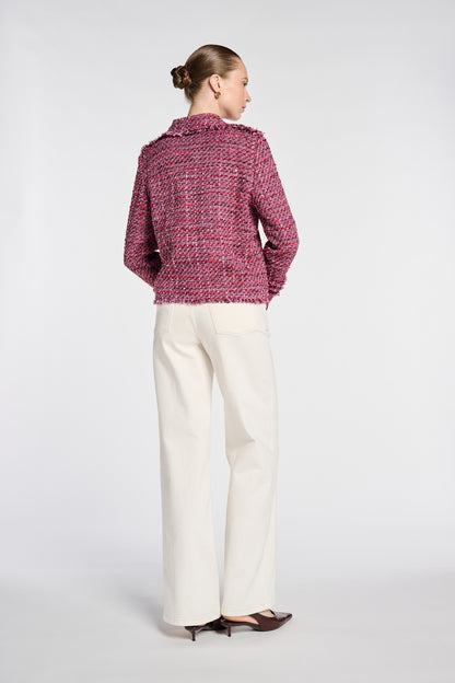 Fringed Tweed Shirt Jacket