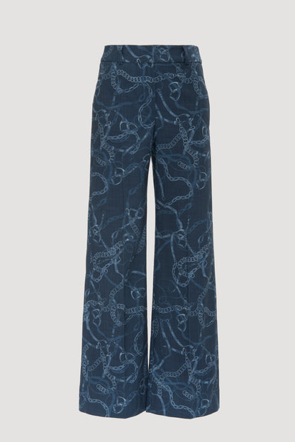 Printed Denim Trousers