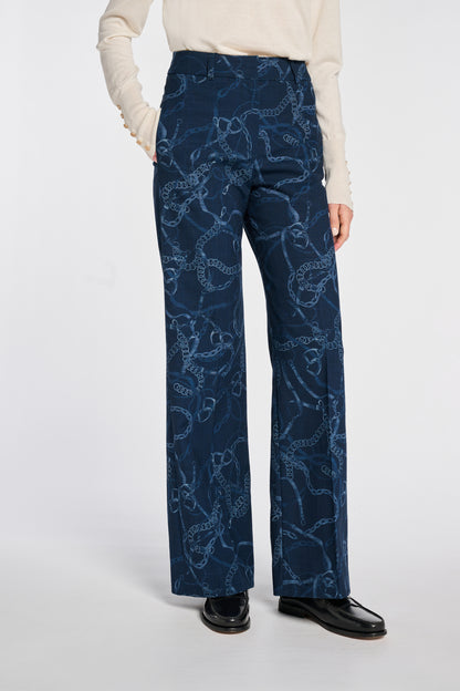 Printed Denim Trousers