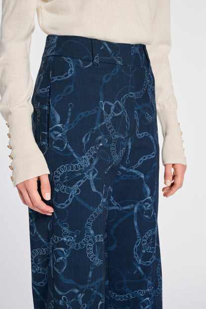 Printed Denim Trousers