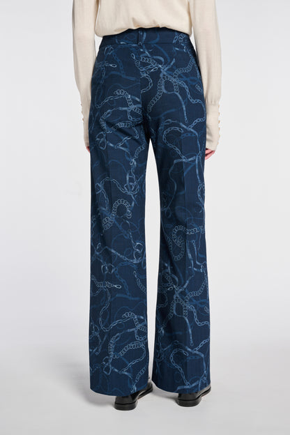 Printed Denim Trousers