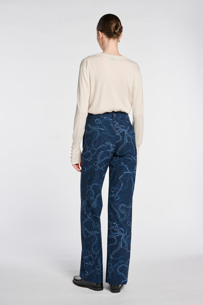 Printed Denim Trousers