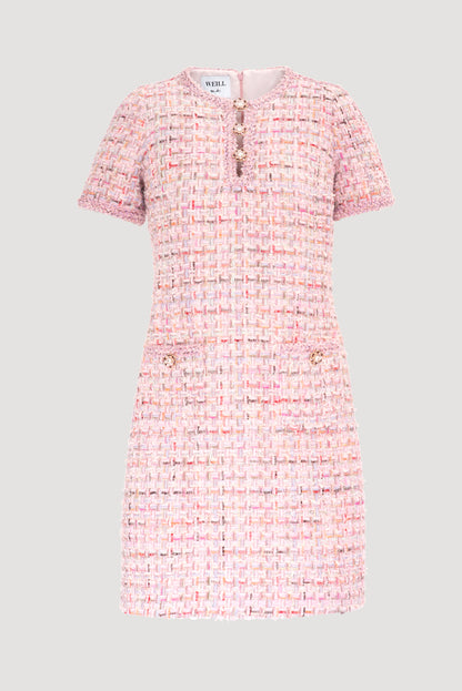 Tweed Dress with Jewellery Buttons