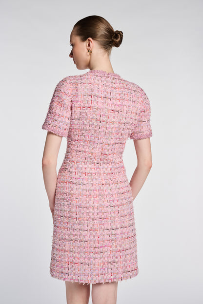 Tweed Dress with Jewellery Buttons
