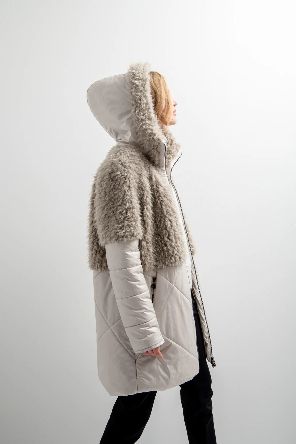 Padded Coat with Plush Cape