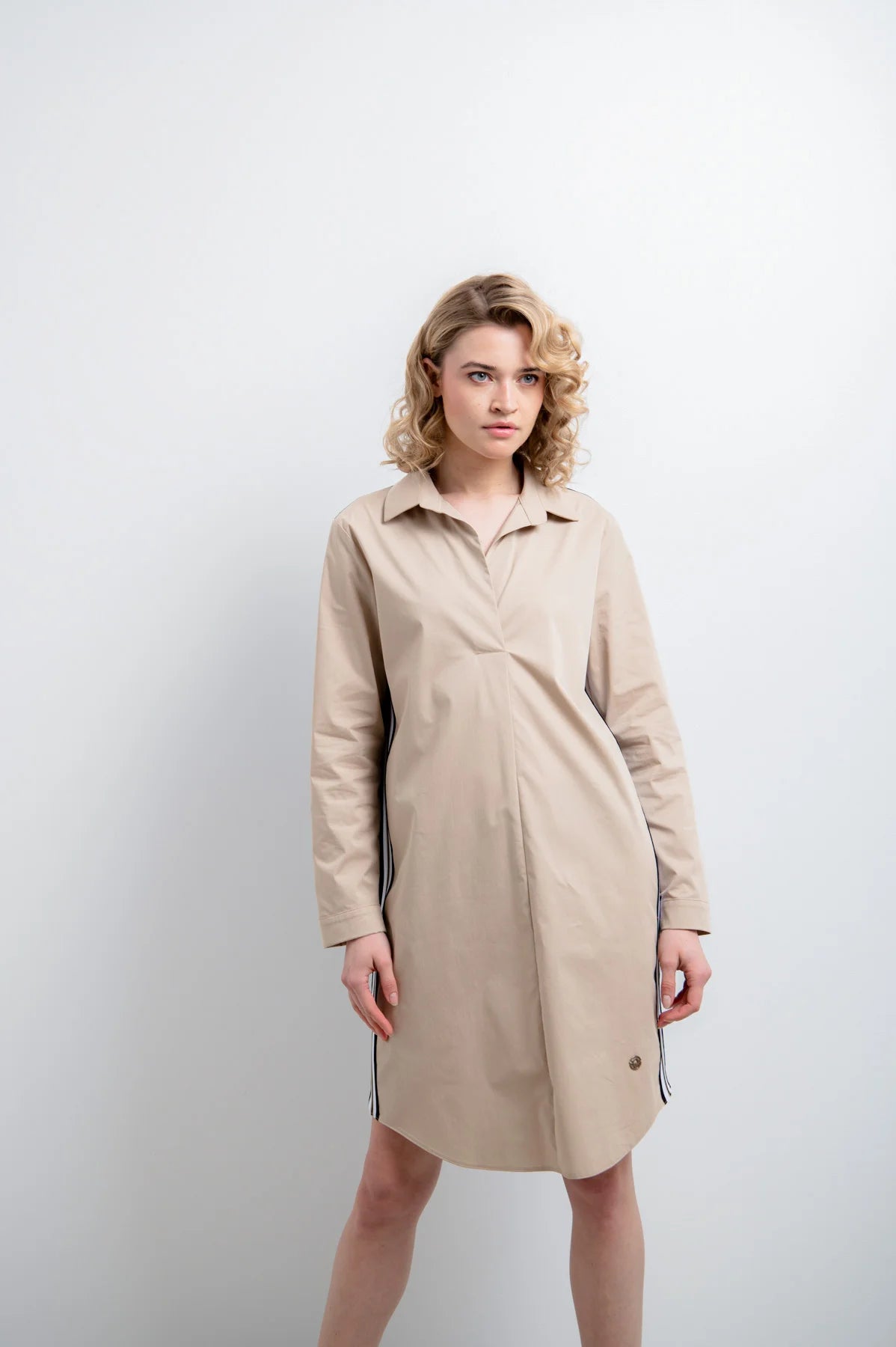 Shirt Blouse Dress in Material Mix