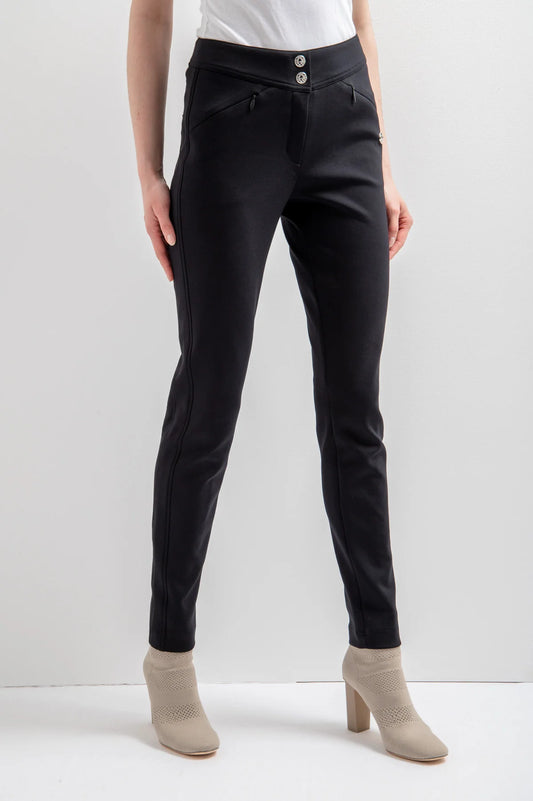Stretch Material Trousers with Zipper Pockets