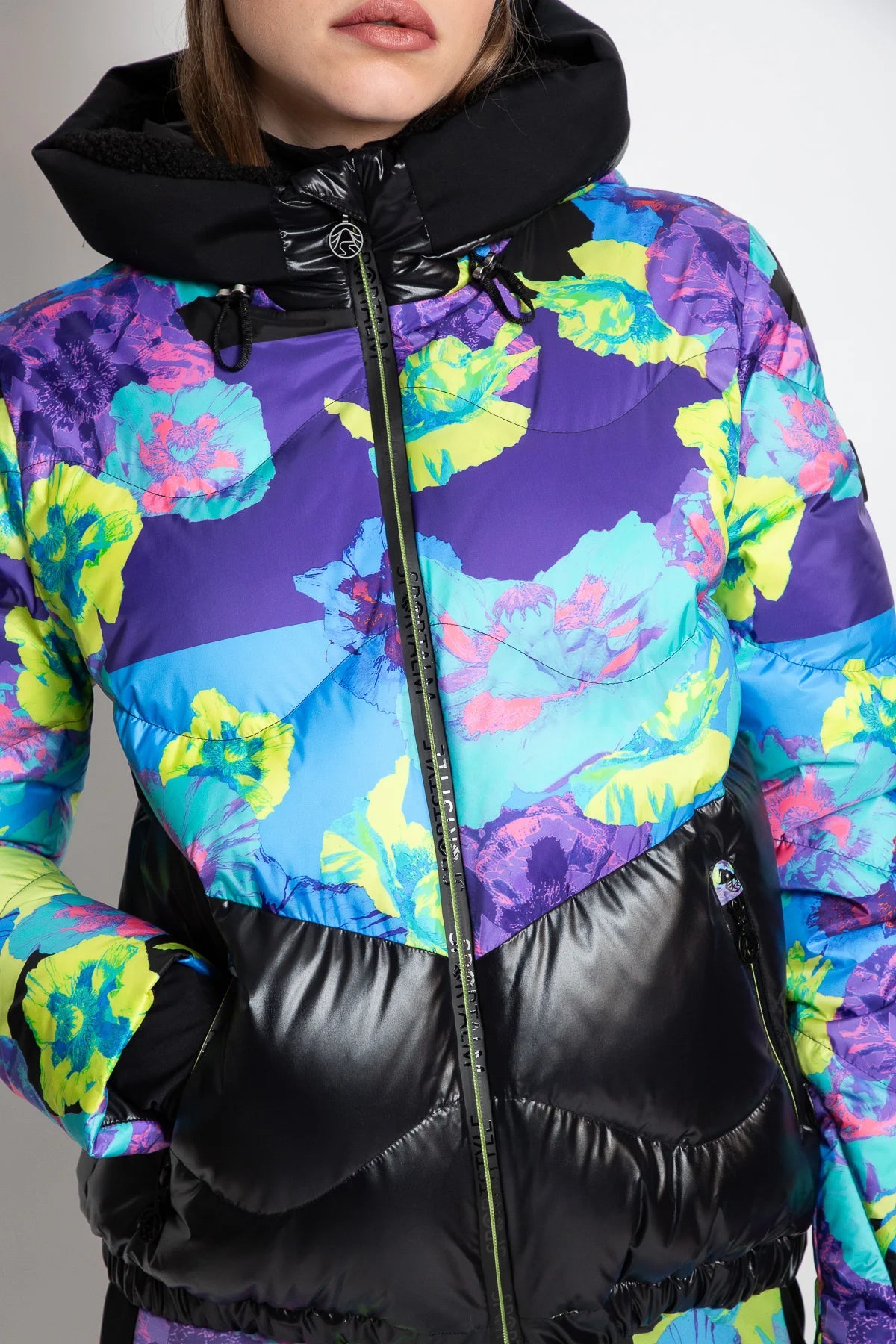 Down Jacket with Floral Print