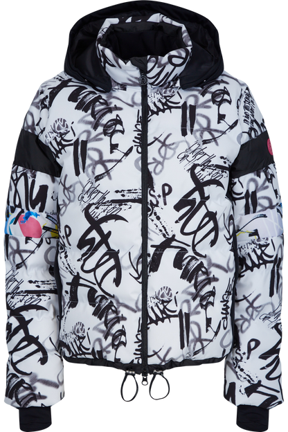 Down Jacket with Graffiti Print