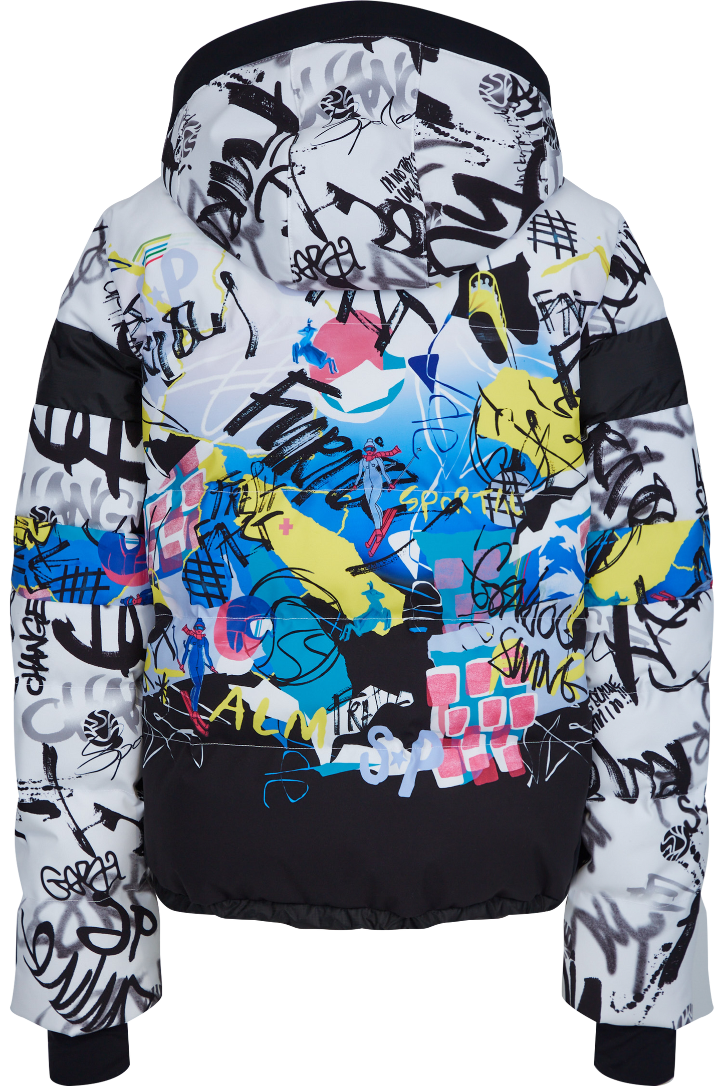 Down Jacket with Graffiti Print