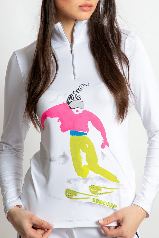 Sweatshirt with Skiers Print