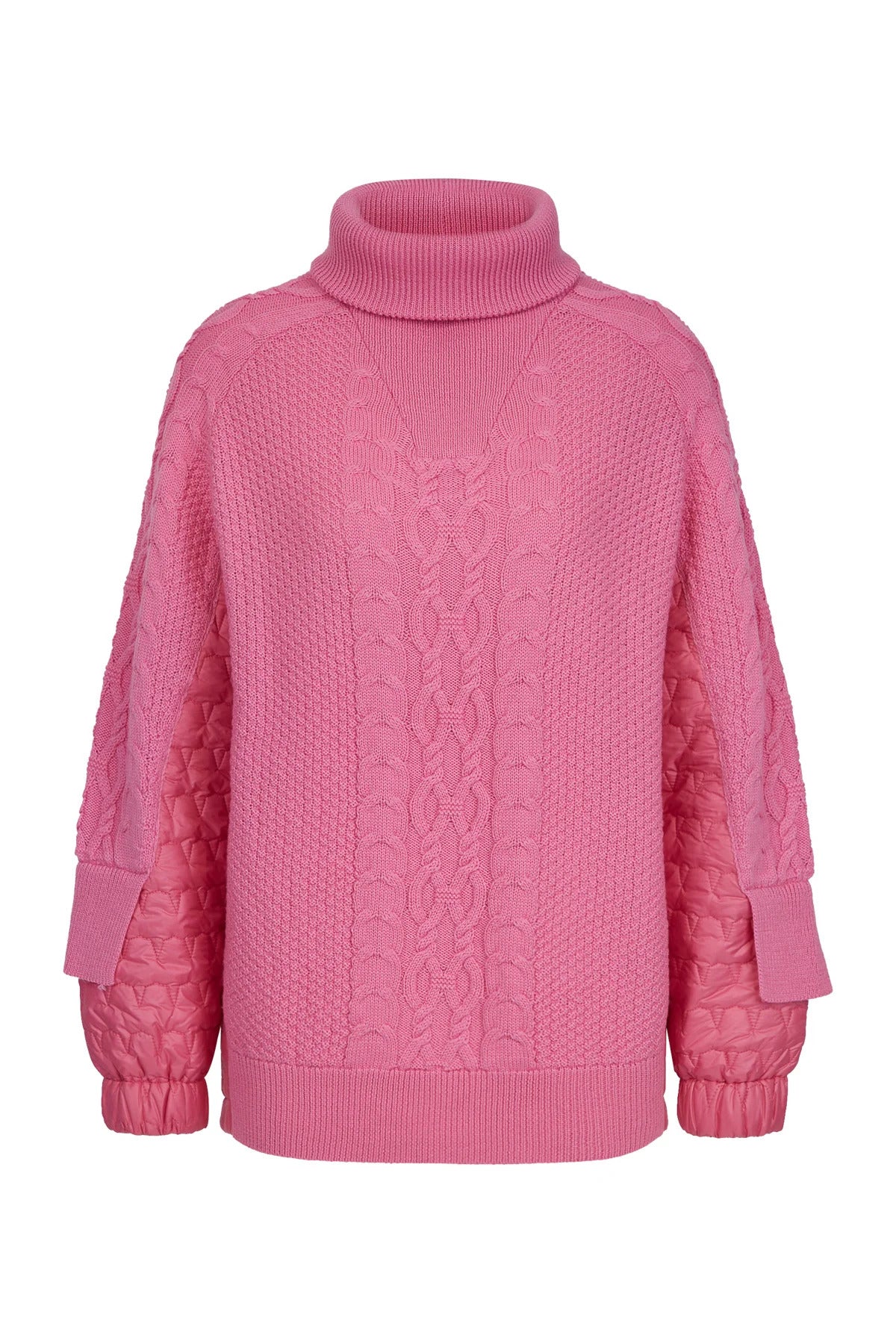 Pullover with a Quilted Nylon Fabric on the Back