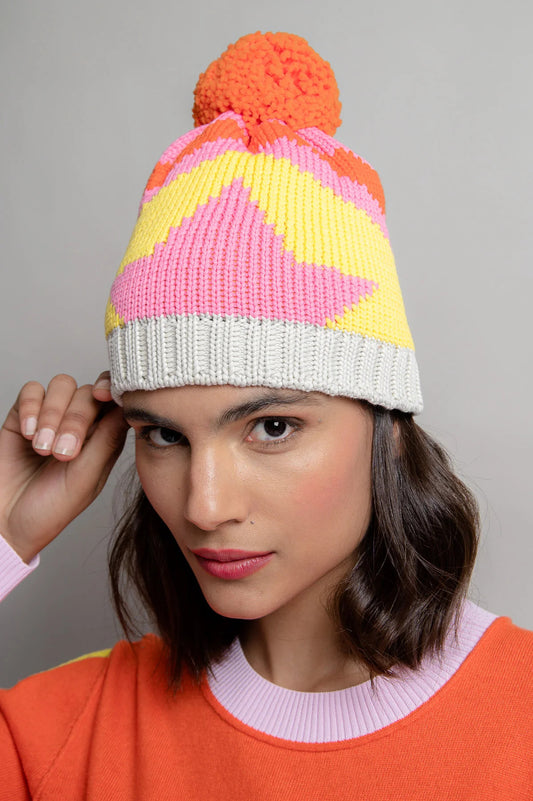 Chunky Knit Hat with Intarsia