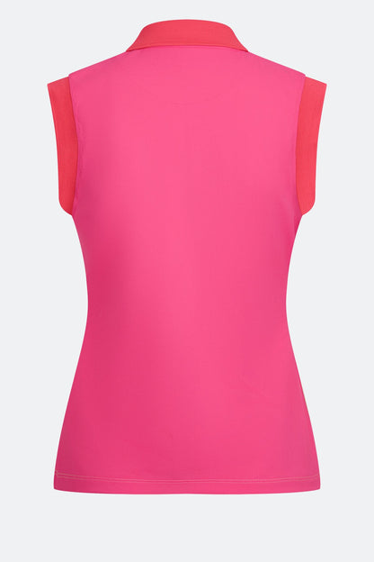 Sleeveless Polo Shirt with Grading Color