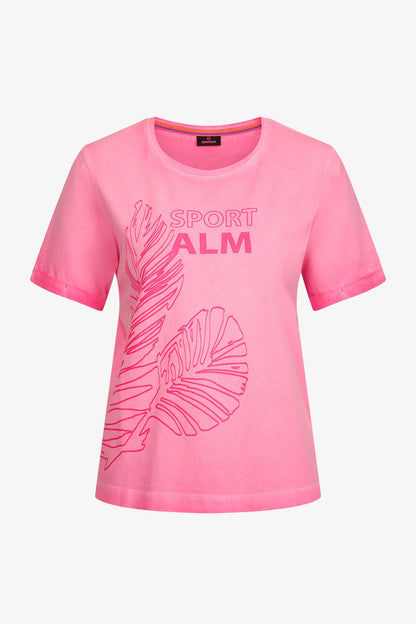 T-Shirt with Palm Leaves Print