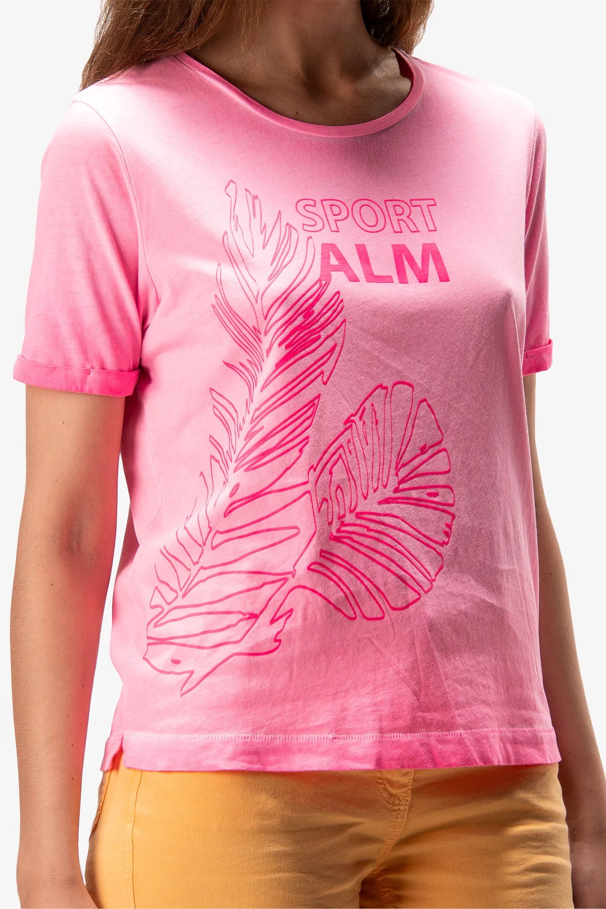 T-Shirt with Palm Leaves Print