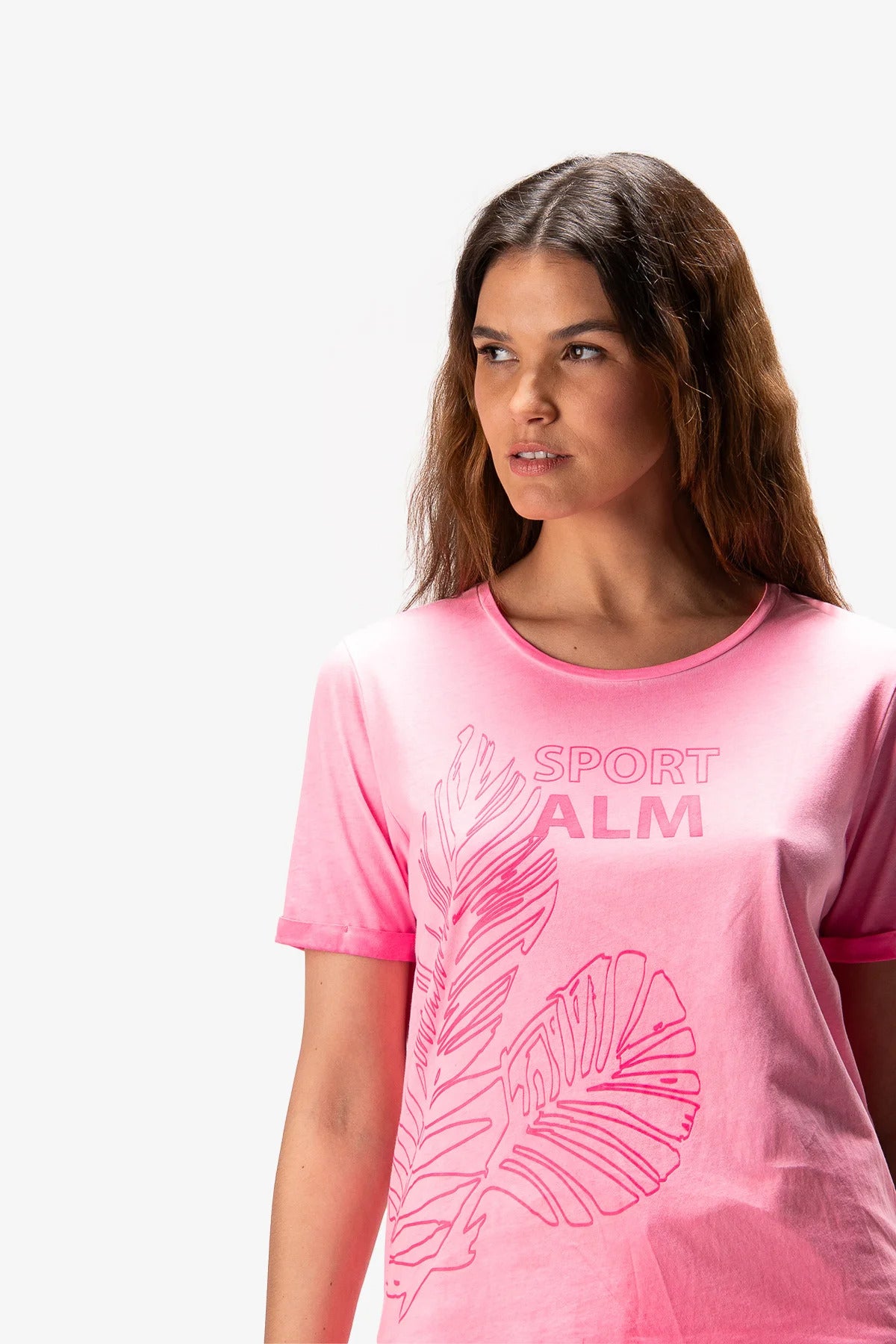 T-Shirt with Palm Leaves Print