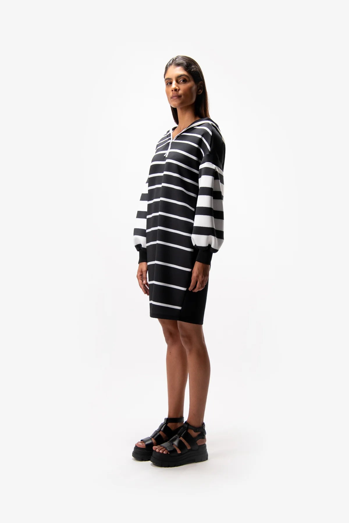 Striped Dress with Hood