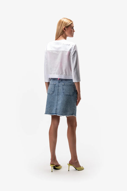 Denim Skirt with Foil Print