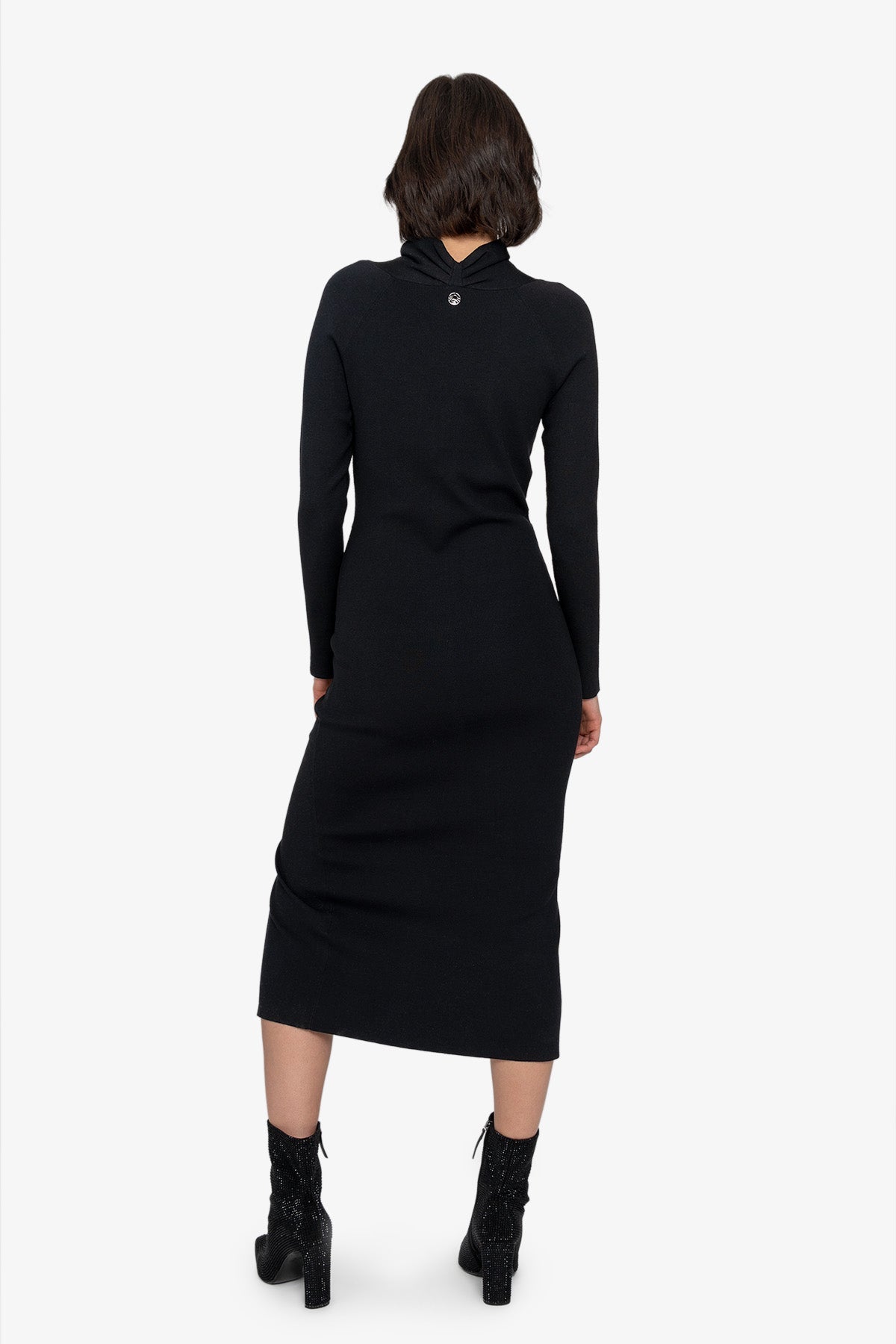 Knitted Dress with Stand-up Collar