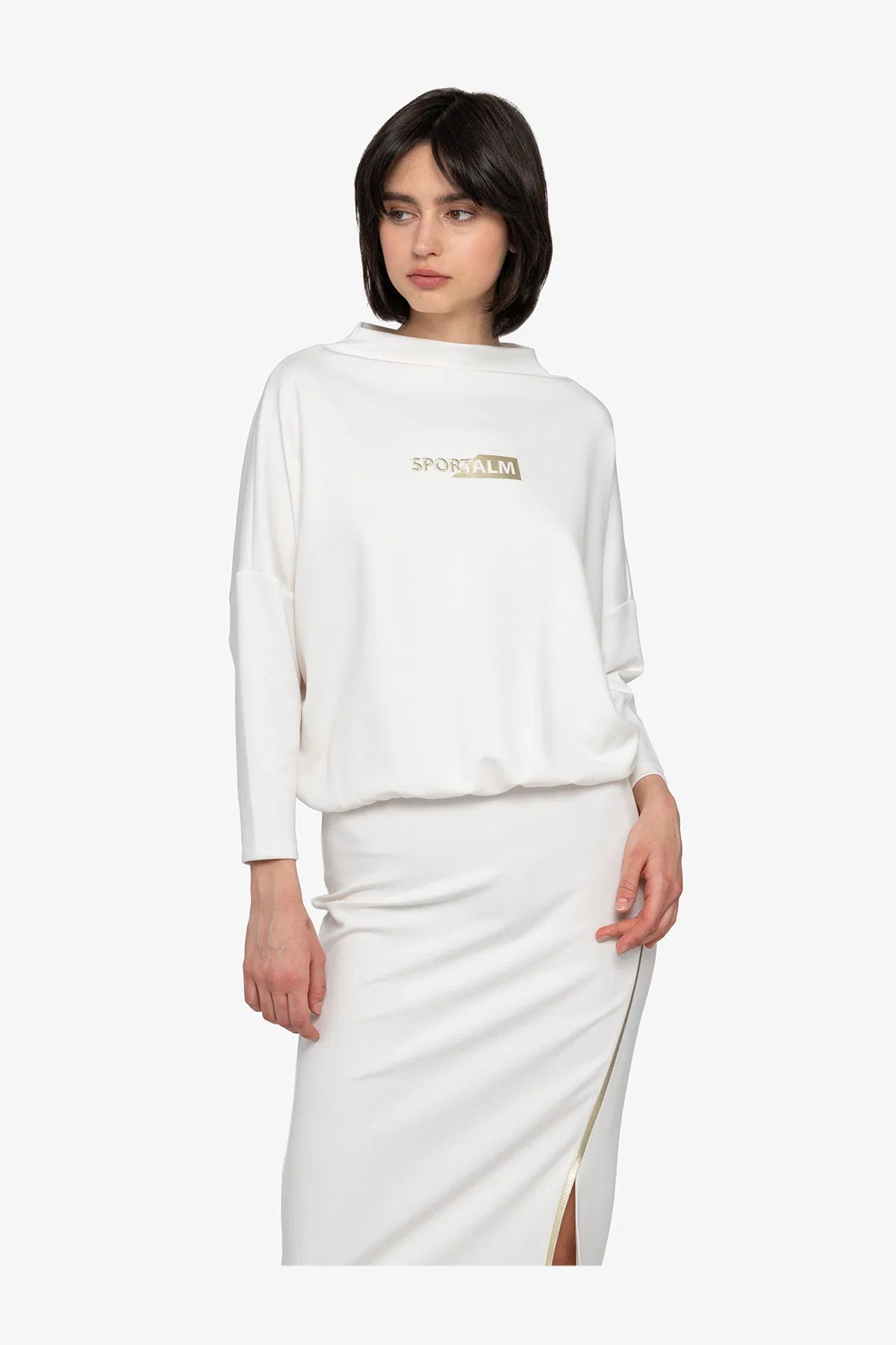 Sweat Dress with Stand-up Collar