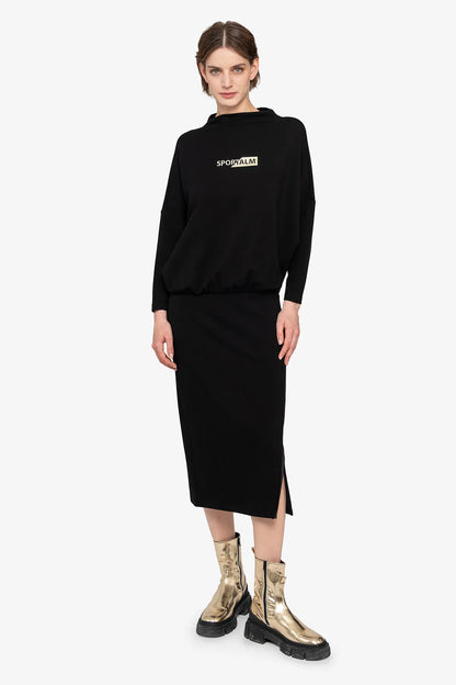 Sweat Dress with Stand-up Collar