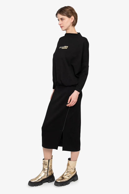 Sweat Dress with Stand-up Collar