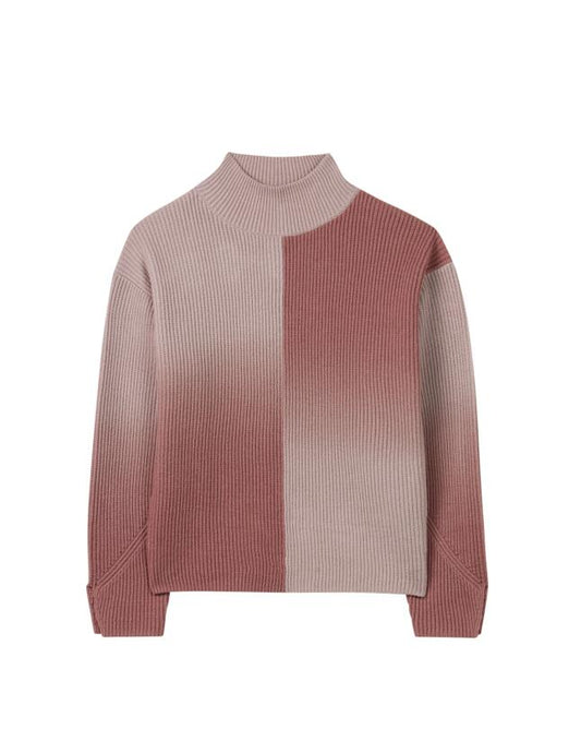 Turtleneck Sweater with  grading color block