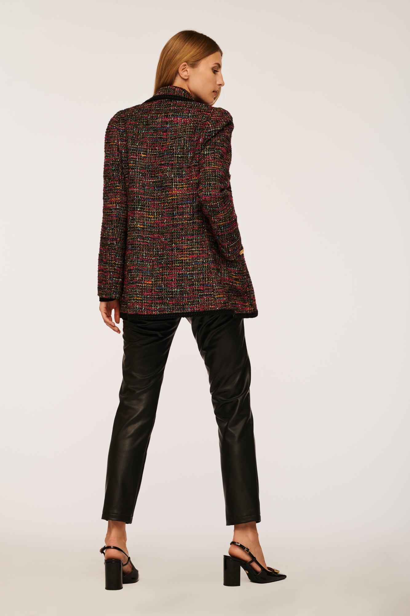 Tweed Blazer with Woven Gallon Decoration