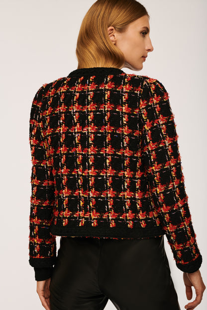 Fancy Tweed Jacket with Cherked Pattern