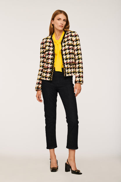 Tweed Jacket with Houndstooth Pattern