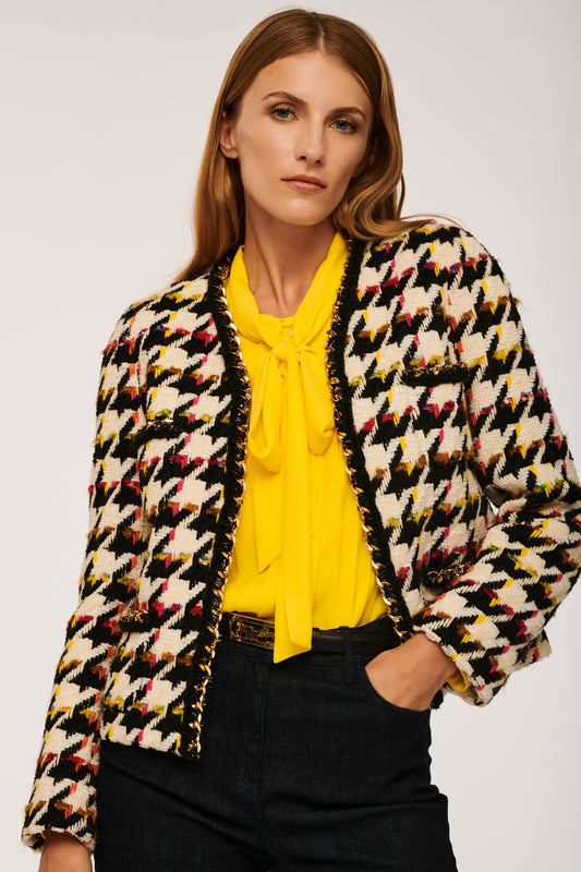 Tweed Jacket with Houndstooth Pattern