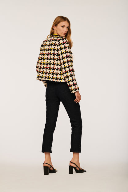 Tweed Jacket with Houndstooth Pattern