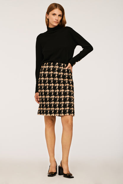 Tweed Skirt with Checkered Pattern