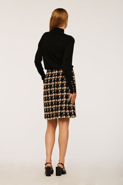 Tweed Skirt with Checkered Pattern
