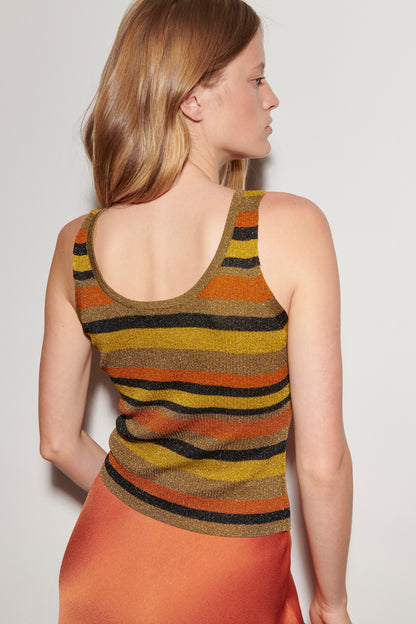 Striped Top with Wrap Effect
