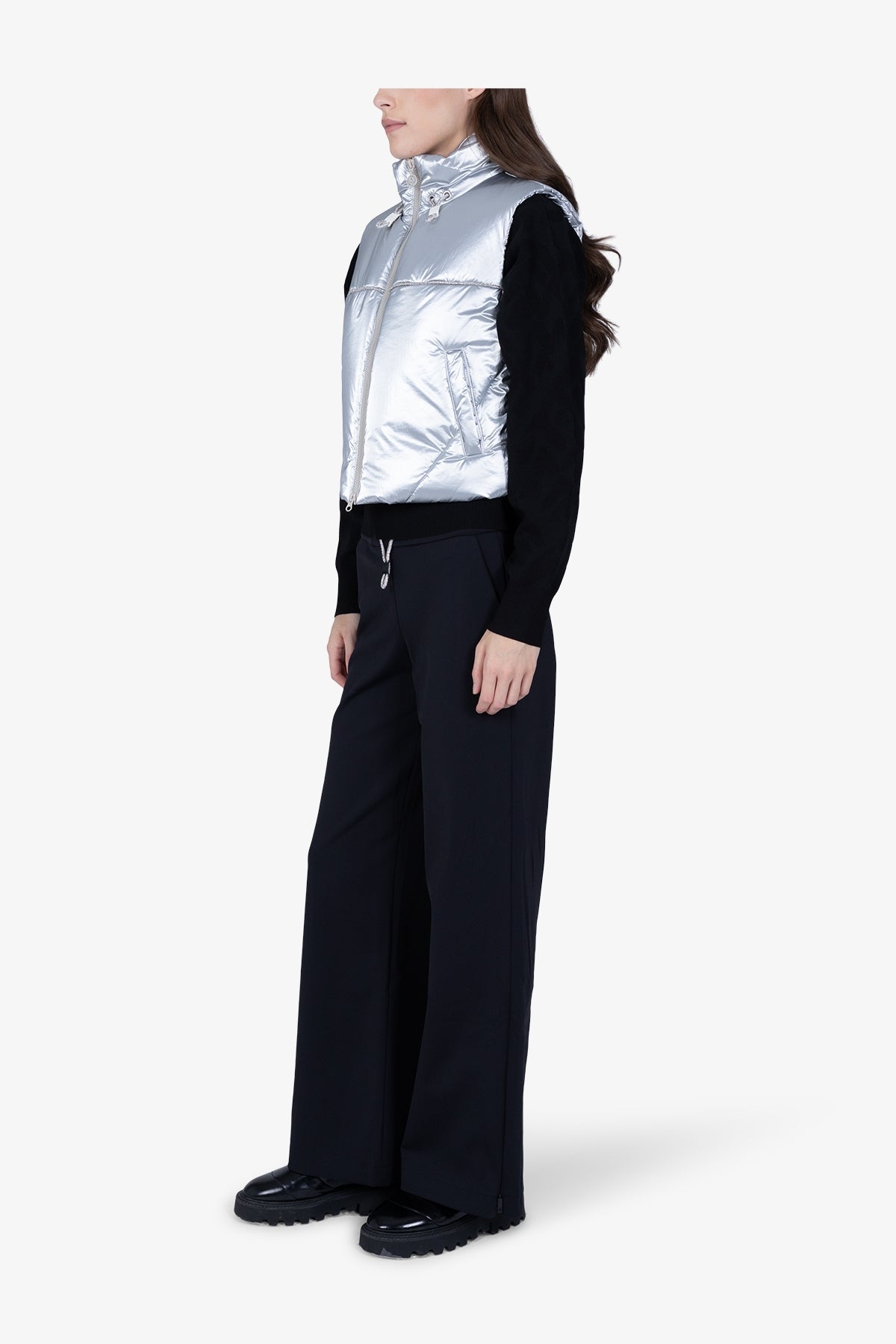 Cropped Waistcoat with Rhinestone Band