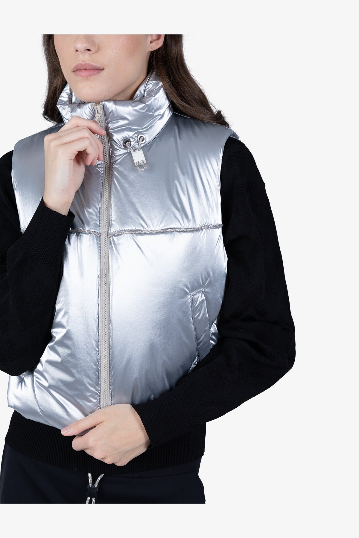 Cropped Waistcoat with Rhinestone Band