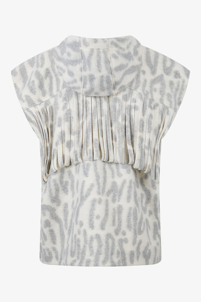 Trendy Wool Waistcoat with Leopard Print