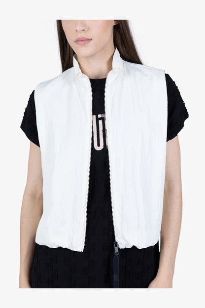 Cropped Waistcoat in Nylon Crêpe