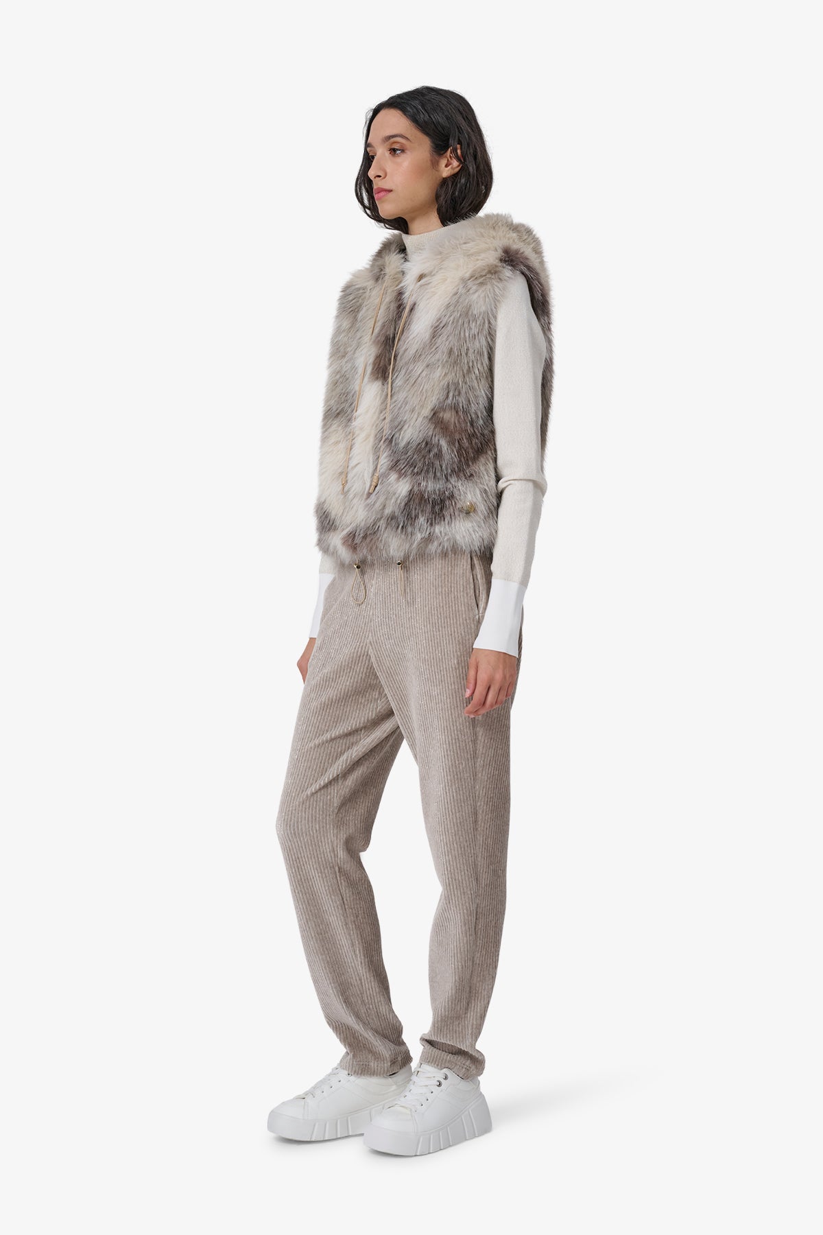 Noble Vest with Tie-dye Fake Fur